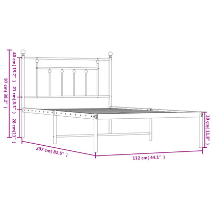 Bedframe Metaal 107 x 203 cm Zwart met hoofdbord
