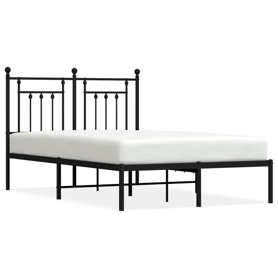 Bedframe Metaal 120 x 190 cm Zwart met hoofdbord