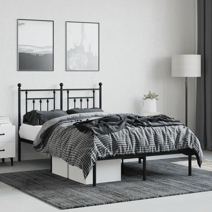 Bedframe Metaal 120 x 190 cm Zwart met hoofdbord