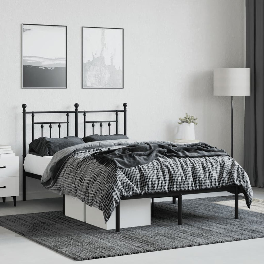 Bedframe Metaal 120 x 190 cm Zwart met hoofdbord