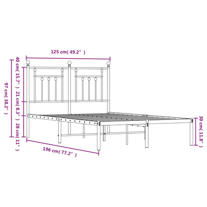 Bedframe Metaal 120 x 190 cm Zwart met hoofdbord