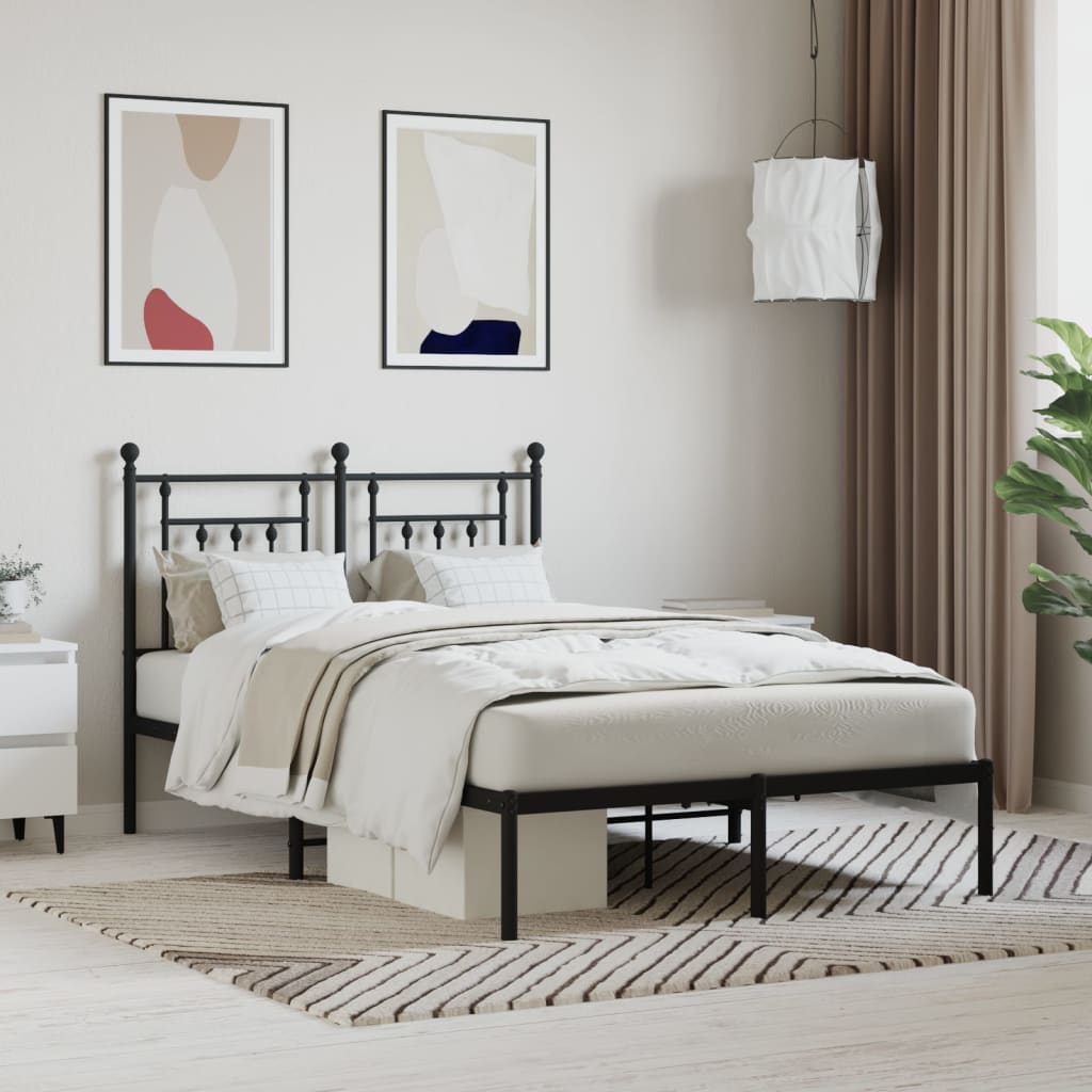 Bedframe Metaal 120 x 190 cm Zwart met hoofdbord