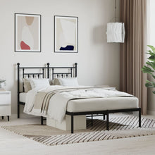 Bedframe Metaal 120 x 190 cm Zwart met hoofdbord