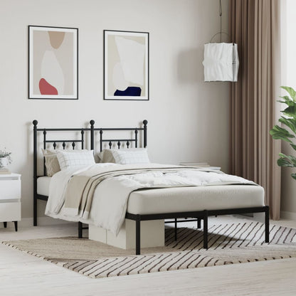 Bedframe Metaal 120 x 190 cm Zwart met hoofdbord