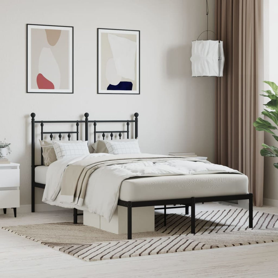 Bedframe Metaal 120 x 190 cm Zwart met hoofdbord