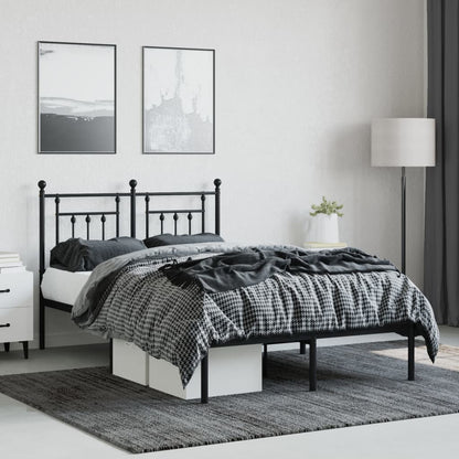 Bedframe Metaal 120 x 200 cm Zwart met hoofdbord
