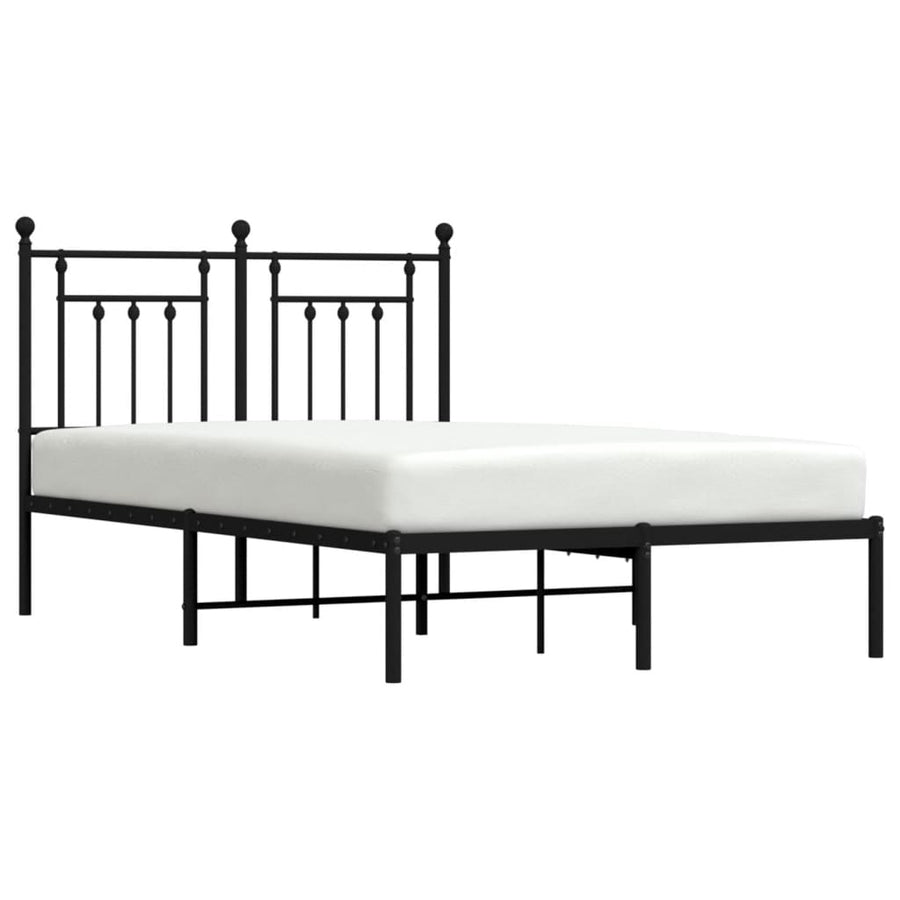 Bedframe Metaal 120 x 200 cm Zwart met hoofdbord