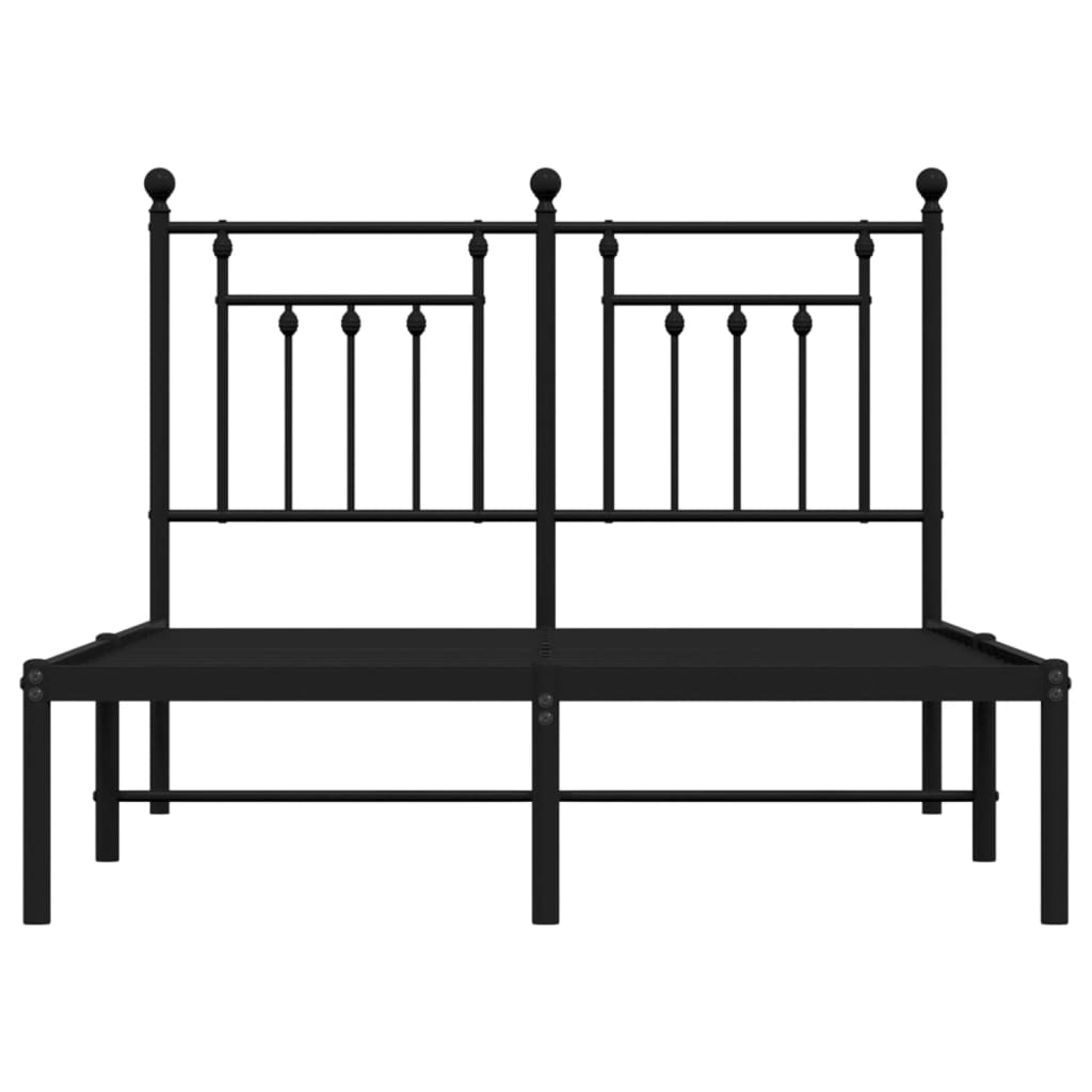 Bedframe Metaal 120 x 200 cm Zwart met hoofdbord