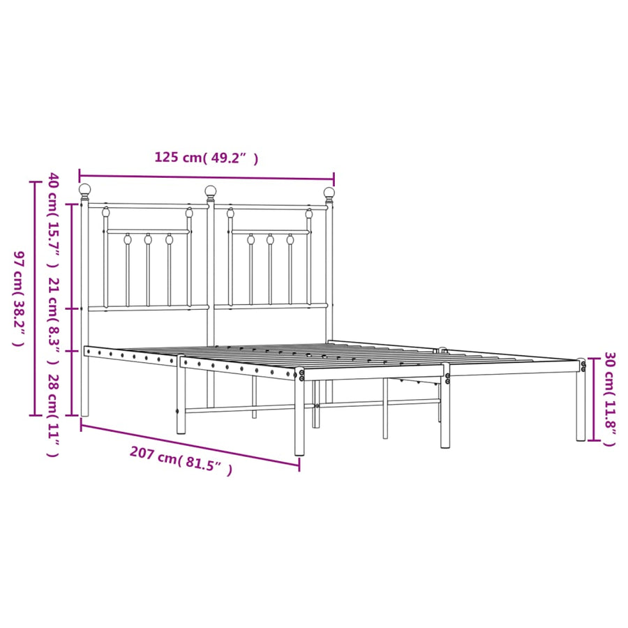 Bedframe Metaal 120 x 200 cm Zwart met hoofdbord