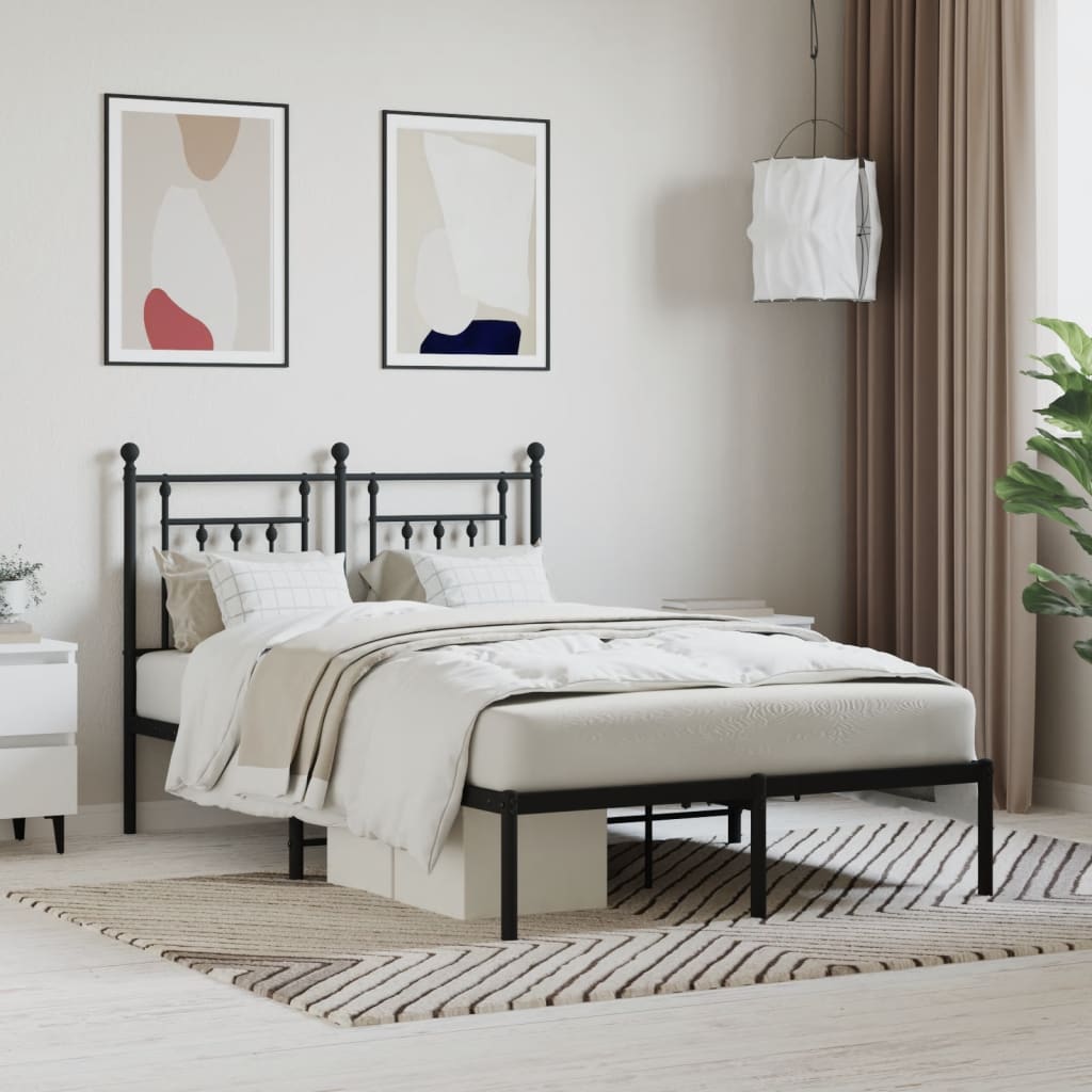 Bedframe Metaal 120 x 200 cm Zwart met hoofdbord