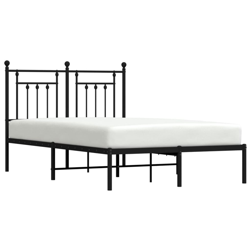 Bedframe Metaal 135 x 190 cm Zwart met hoofdbord