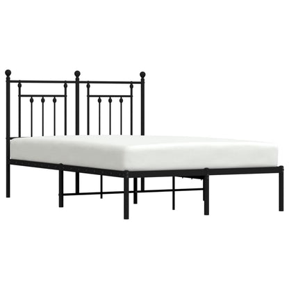 Bedframe Metaal 135 x 190 cm Zwart met hoofdbord