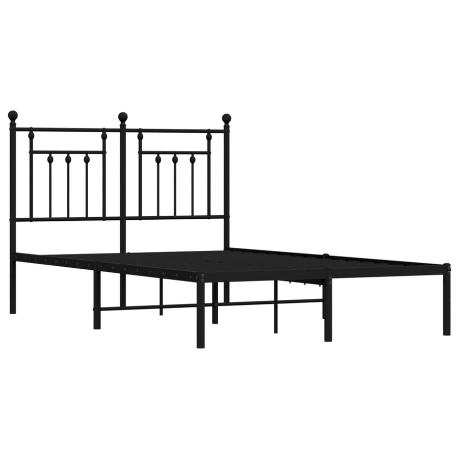 Bedframe Metaal 135 x 190 cm Zwart met hoofdbord