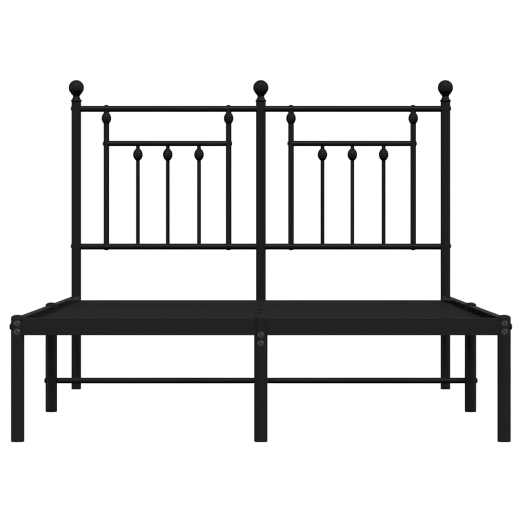 Bedframe Metaal 135 x 190 cm Zwart met hoofdbord