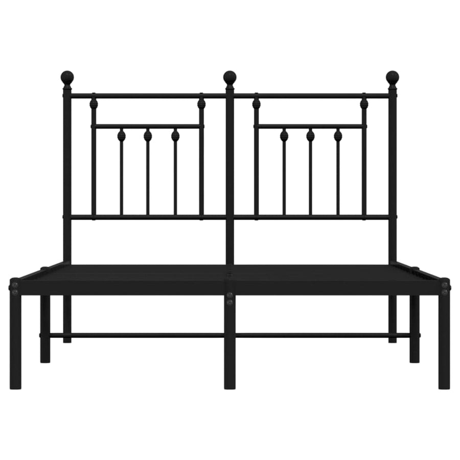 Bedframe Metaal 135 x 190 cm Zwart met hoofdbord