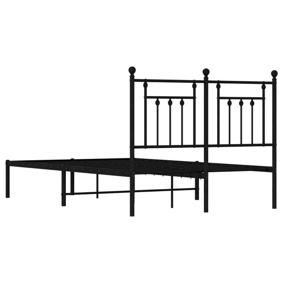Bedframe Metaal 135 x 190 cm Zwart met hoofdbord