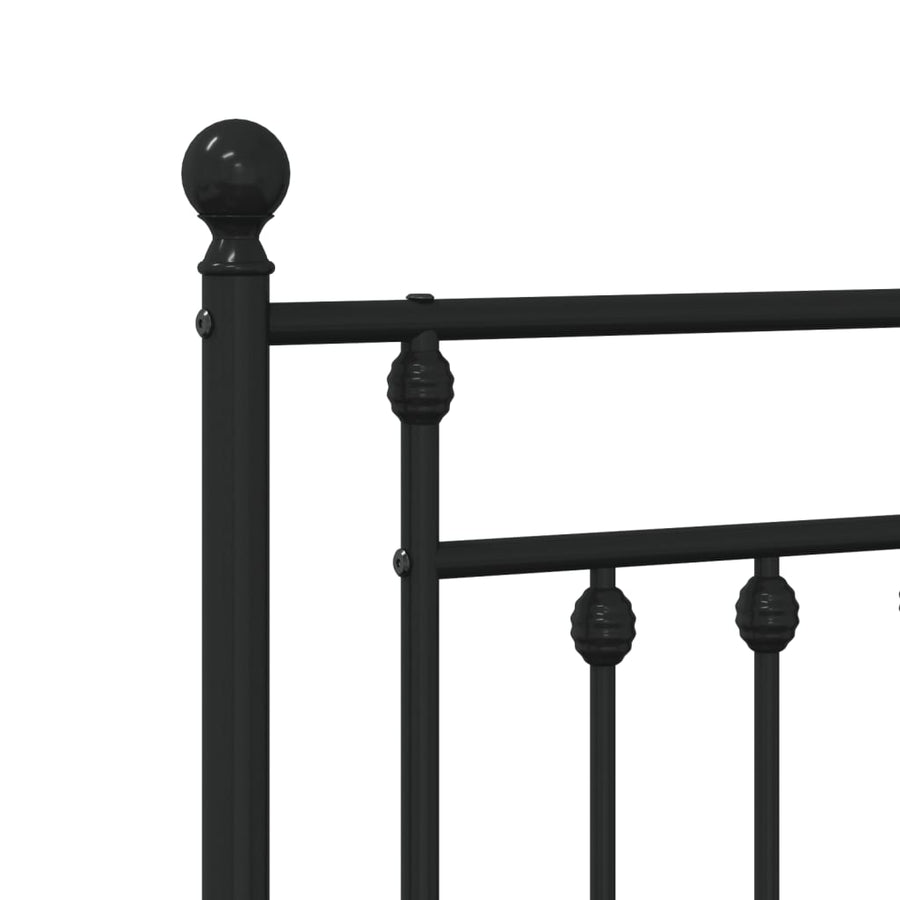Bedframe Metaal 135 x 190 cm Zwart met hoofdbord