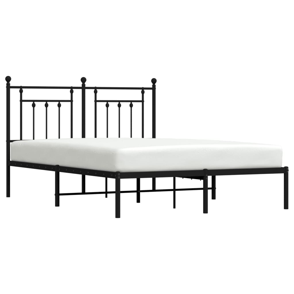 Bedframe Metaal 140 x 190 cm Zwart met hoofdbord