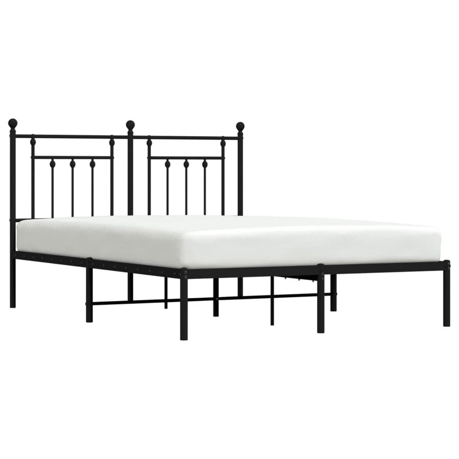 Bedframe Metaal 140 x 190 cm Zwart met hoofdbord