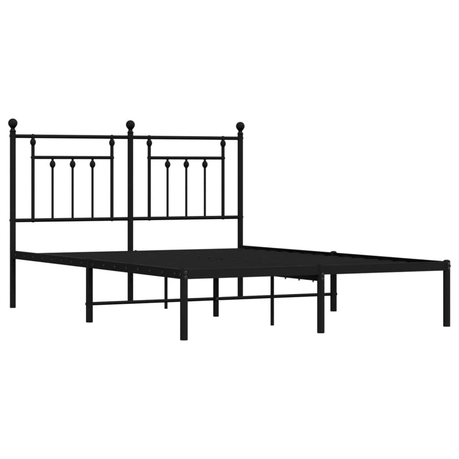 Bedframe Metaal 140 x 190 cm Zwart met hoofdbord