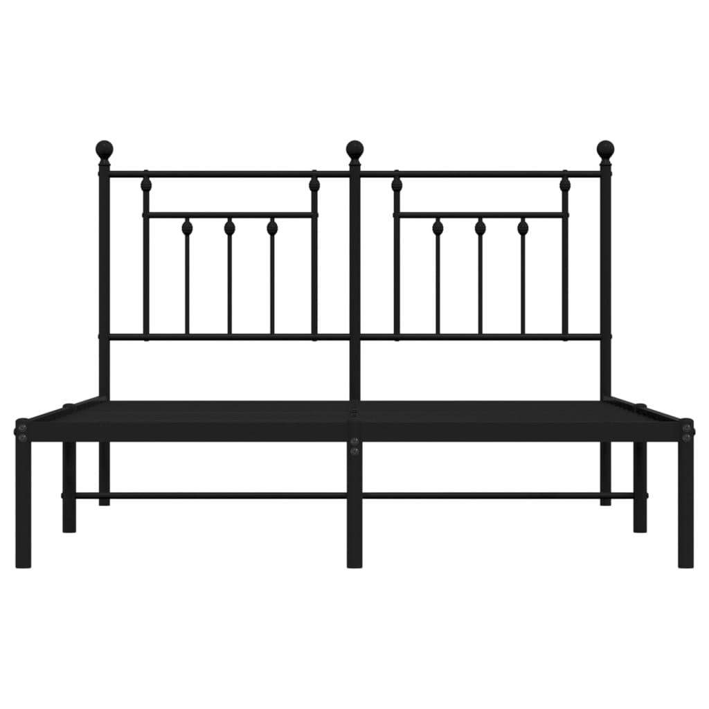 Bedframe Metaal 140 x 190 cm Zwart met hoofdbord