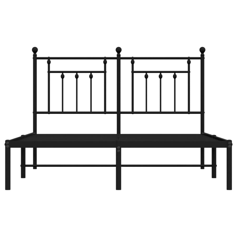 Bedframe Metaal 140 x 190 cm Zwart met hoofdbord