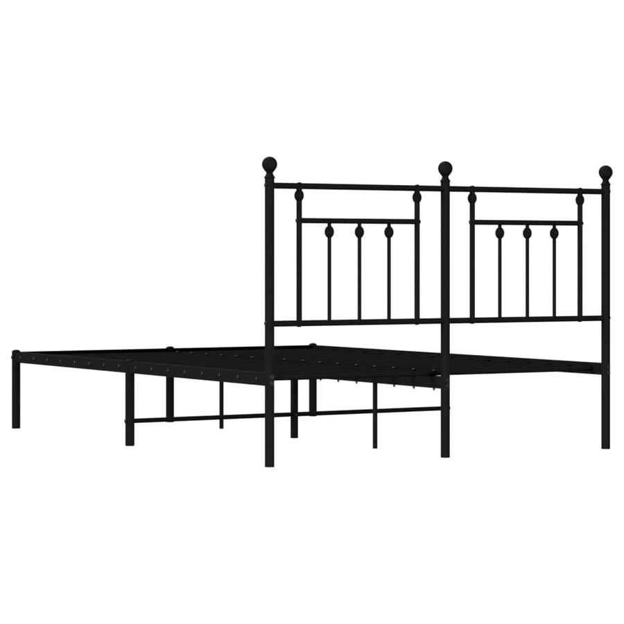 Bedframe Metaal 140 x 190 cm Zwart met hoofdbord