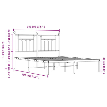 Bedframe Metaal 140 x 190 cm Zwart met hoofdbord