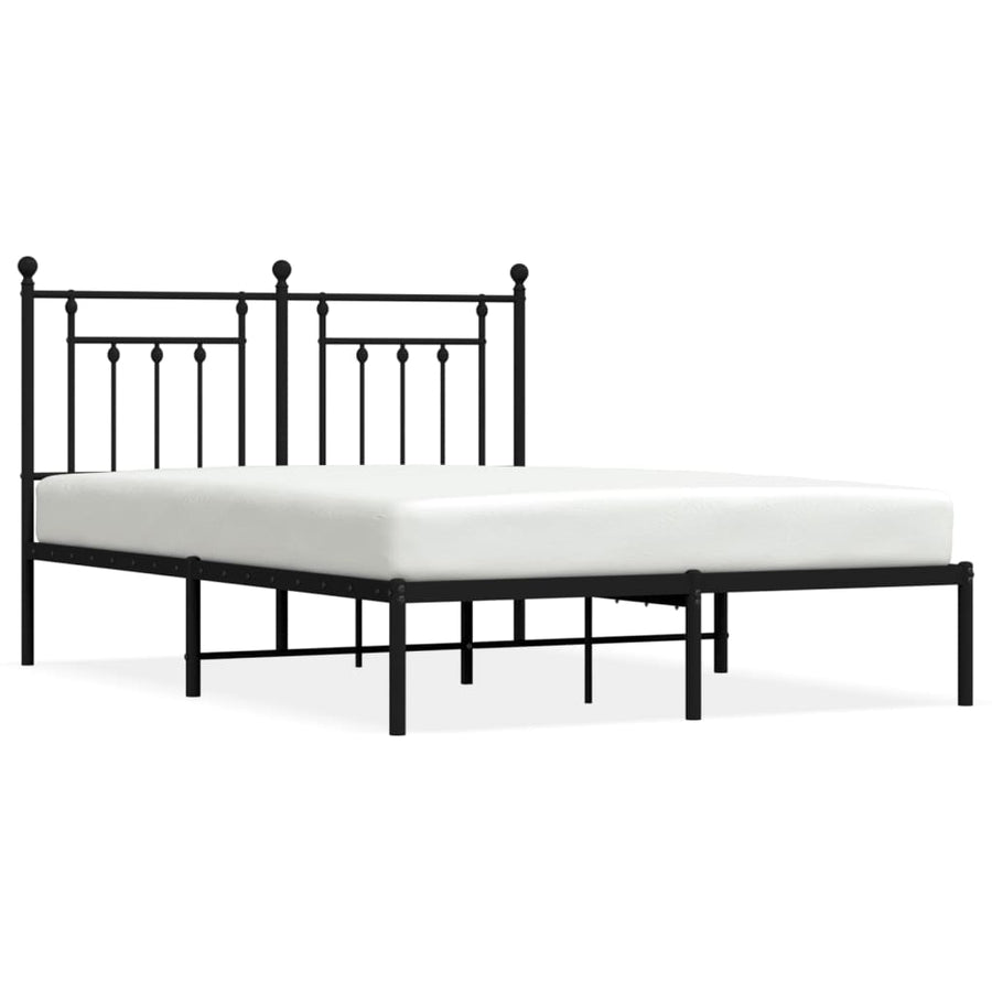 Bedframe Metaal 140 x 200 cm Zwart met hoofdbord