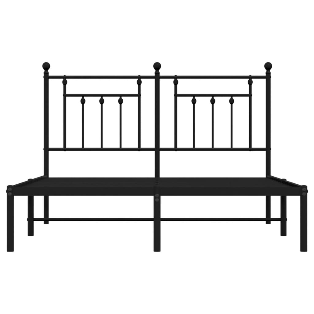 Bedframe Metaal 140 x 200 cm Zwart met hoofdbord