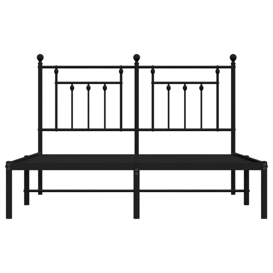 Bedframe Metaal 140 x 200 cm Zwart met hoofdbord