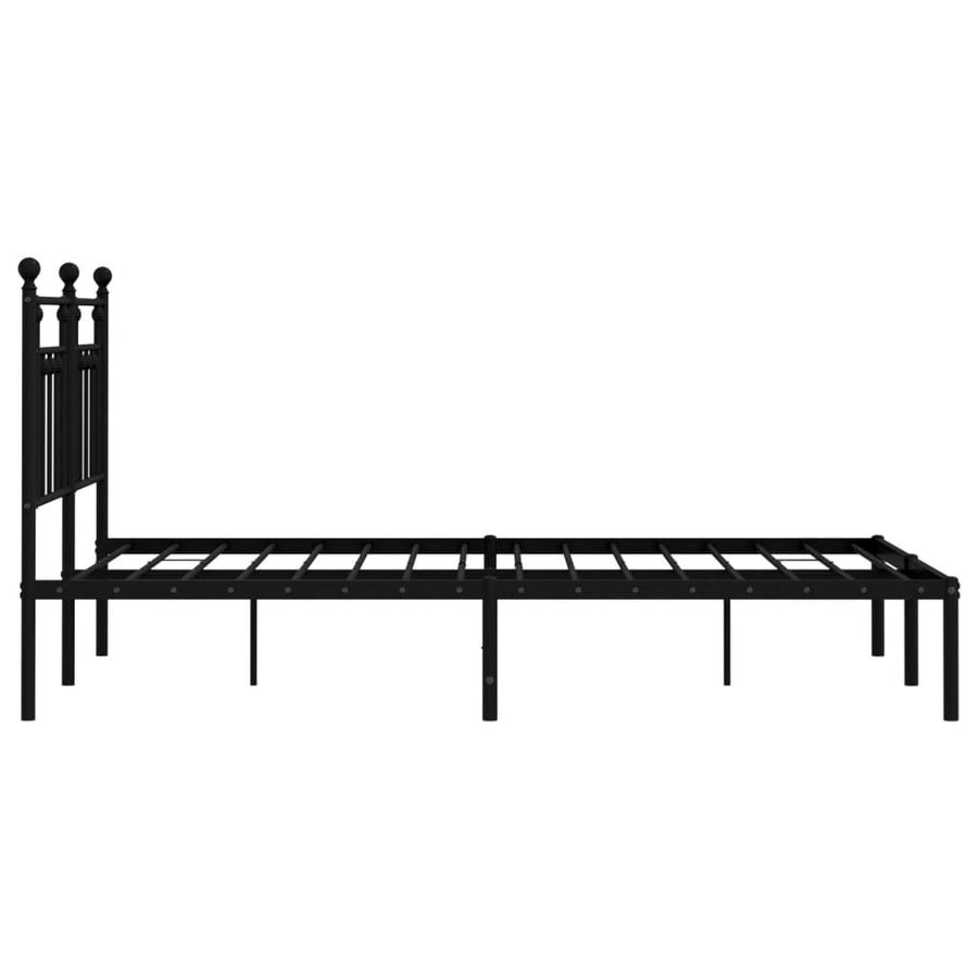 Bedframe Metaal 140 x 200 cm Zwart met hoofdbord