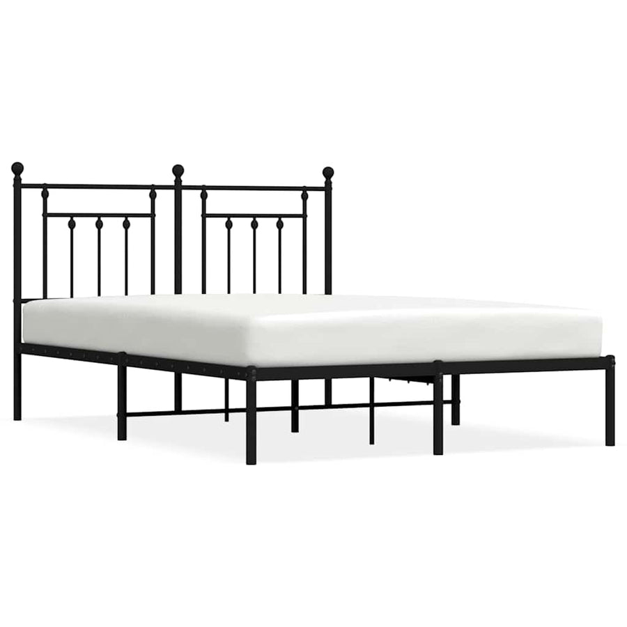 Bedframe met hoofdbord metaal zwart 150x200 cm
