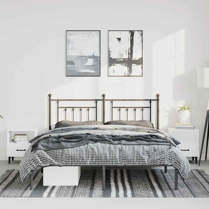 Bedframe met hoofdbord metaal zwart 150x200 cm