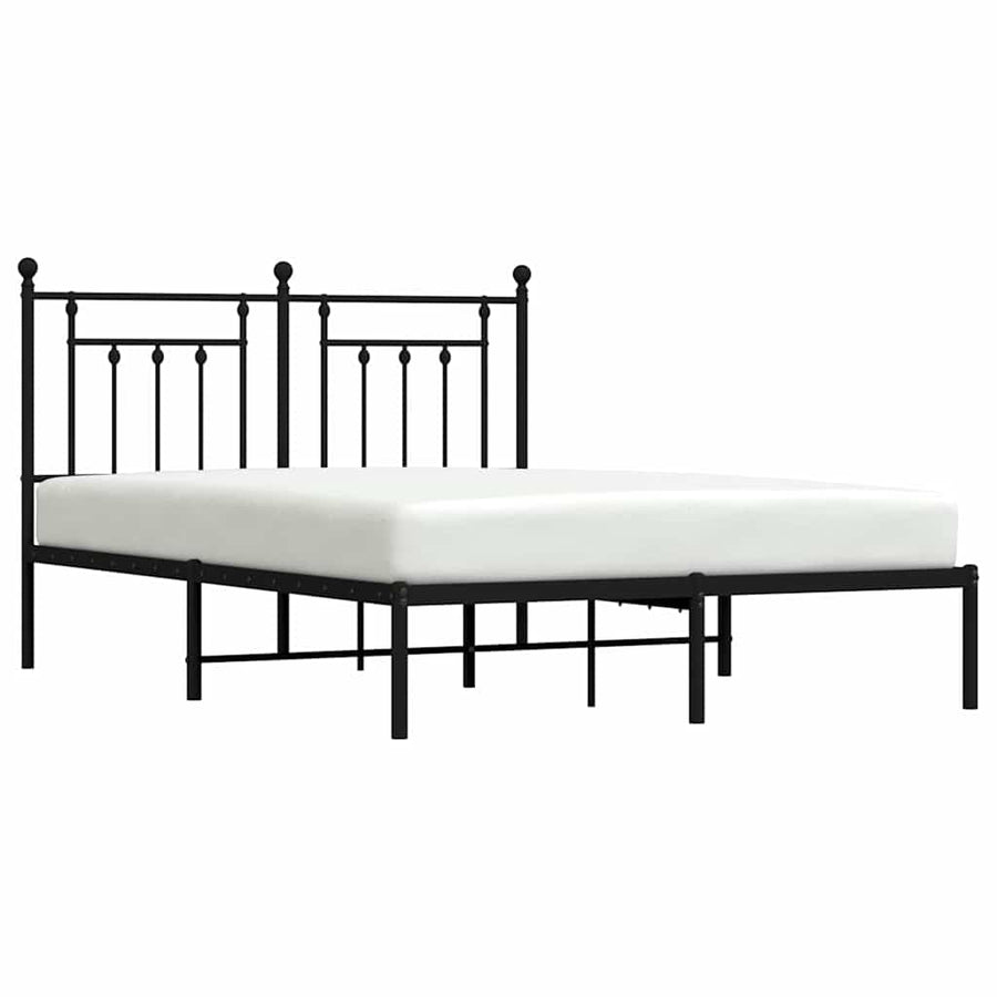 Bedframe met hoofdbord metaal zwart 150x200 cm