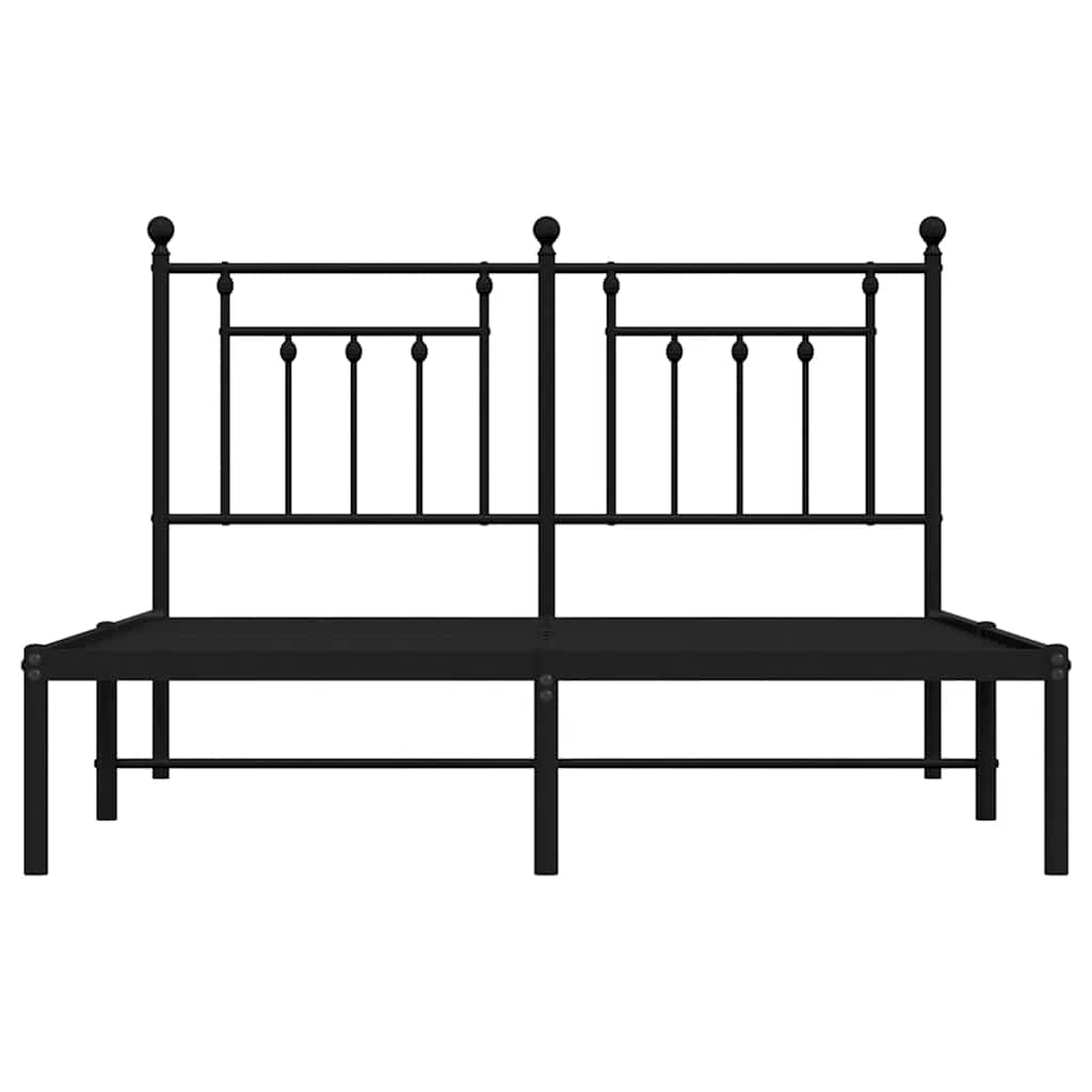Bedframe met hoofdbord metaal zwart 150x200 cm