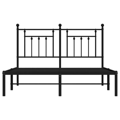 Bedframe met hoofdbord metaal zwart 150x200 cm