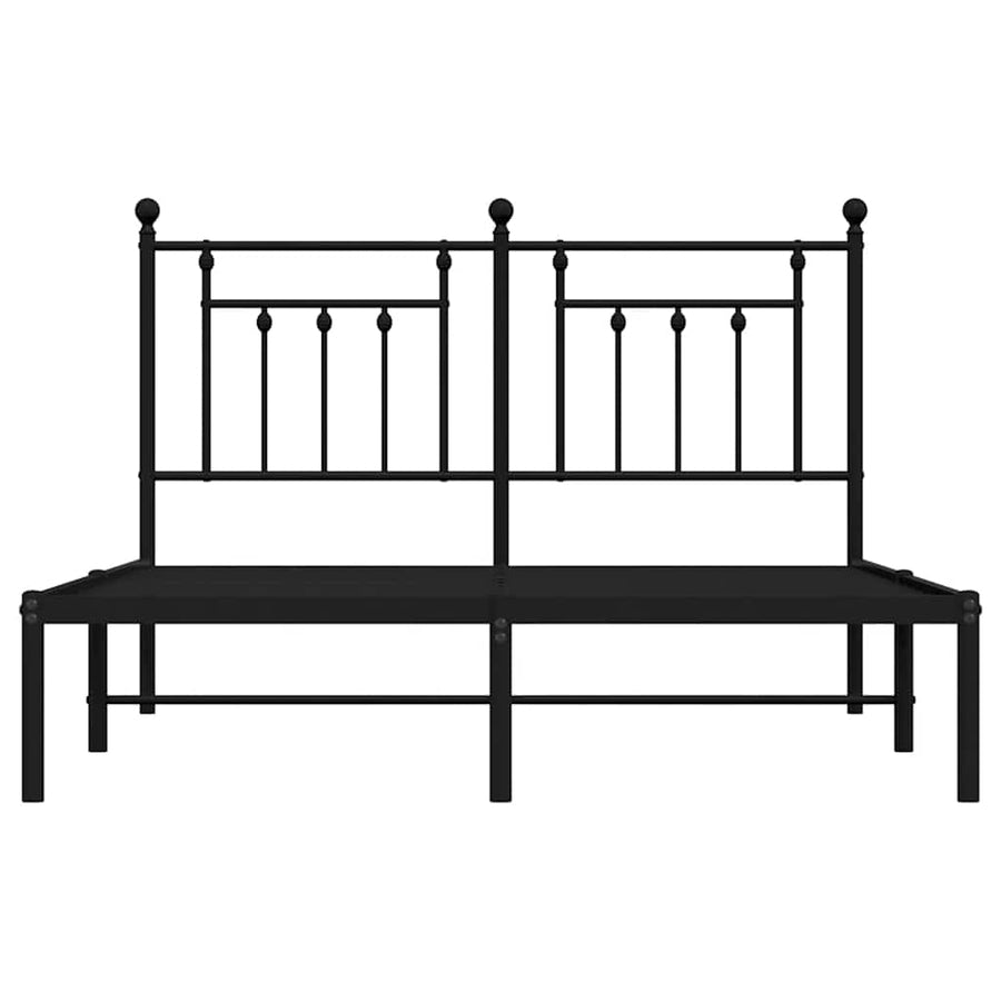 Bedframe met hoofdbord metaal zwart 150x200 cm