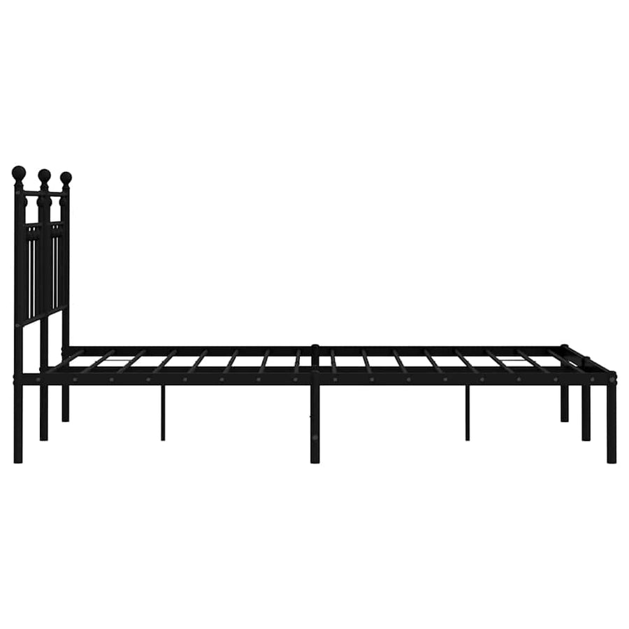 Bedframe met hoofdbord metaal zwart 150x200 cm