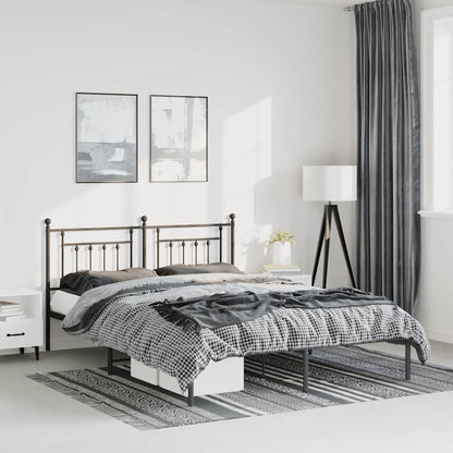 Bedframe met hoofdbord metaal zwart 150x200 cm