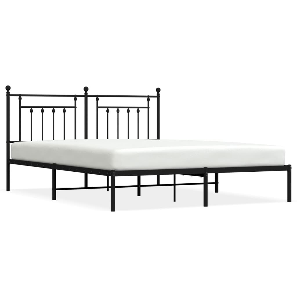 Bedframe Metaal 160 x 200 cm Zwart met hoofdbord