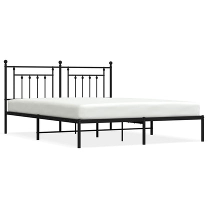 Bedframe Metaal 160 x 200 cm Zwart met hoofdbord