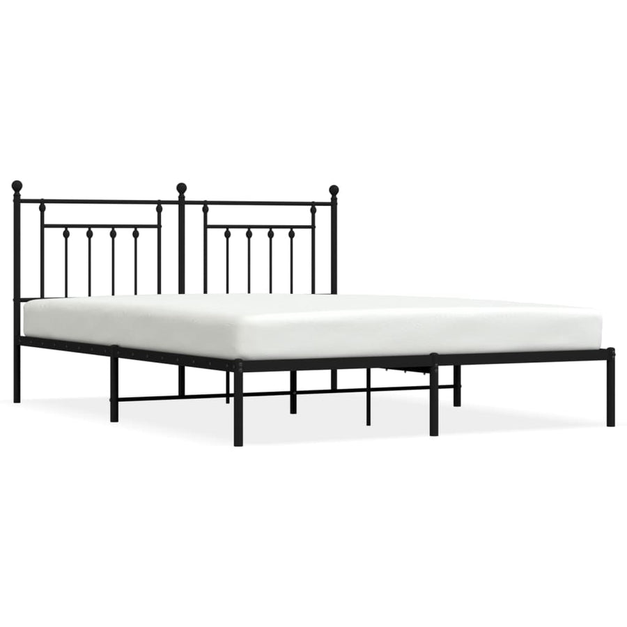 Bedframe Metaal 160 x 200 cm Zwart met hoofdbord
