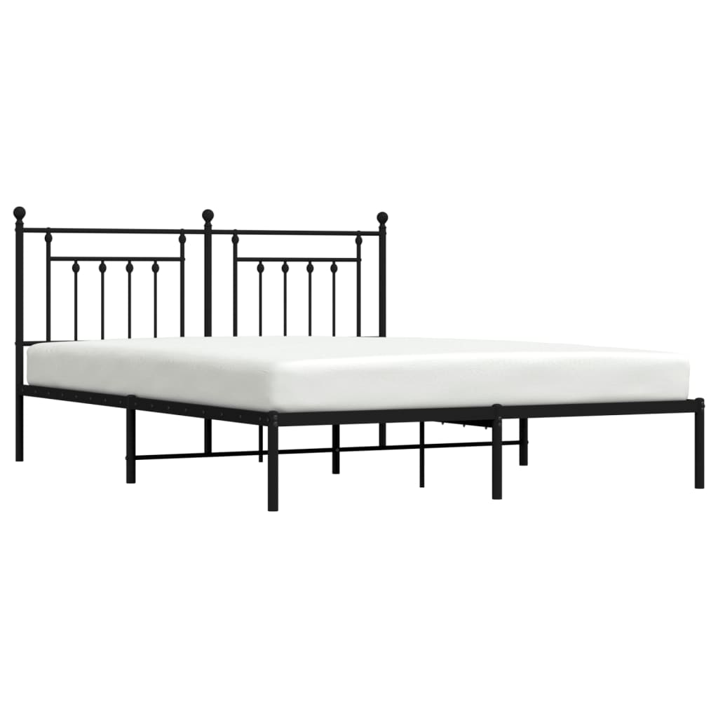 Bedframe Metaal 160 x 200 cm Zwart met hoofdbord