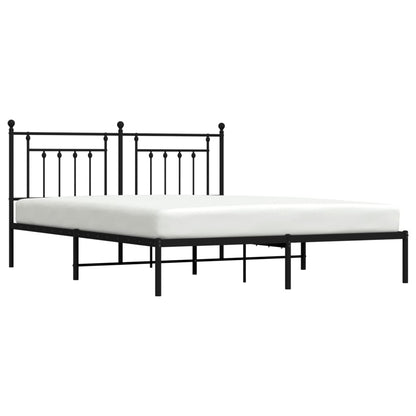 Bedframe Metaal 160 x 200 cm Zwart met hoofdbord