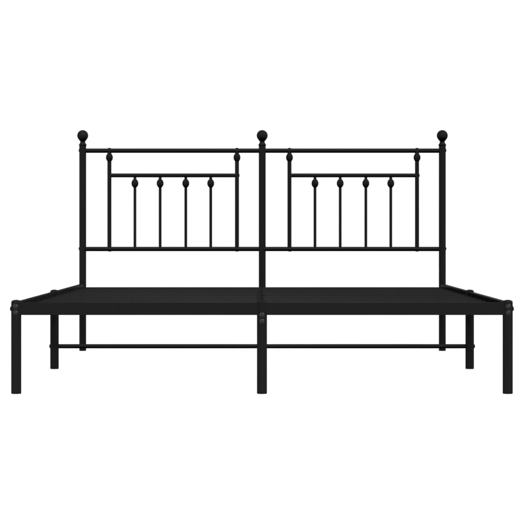 Bedframe Metaal 160 x 200 cm Zwart met hoofdbord