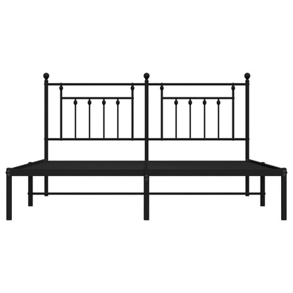 Bedframe Metaal 160 x 200 cm Zwart met hoofdbord