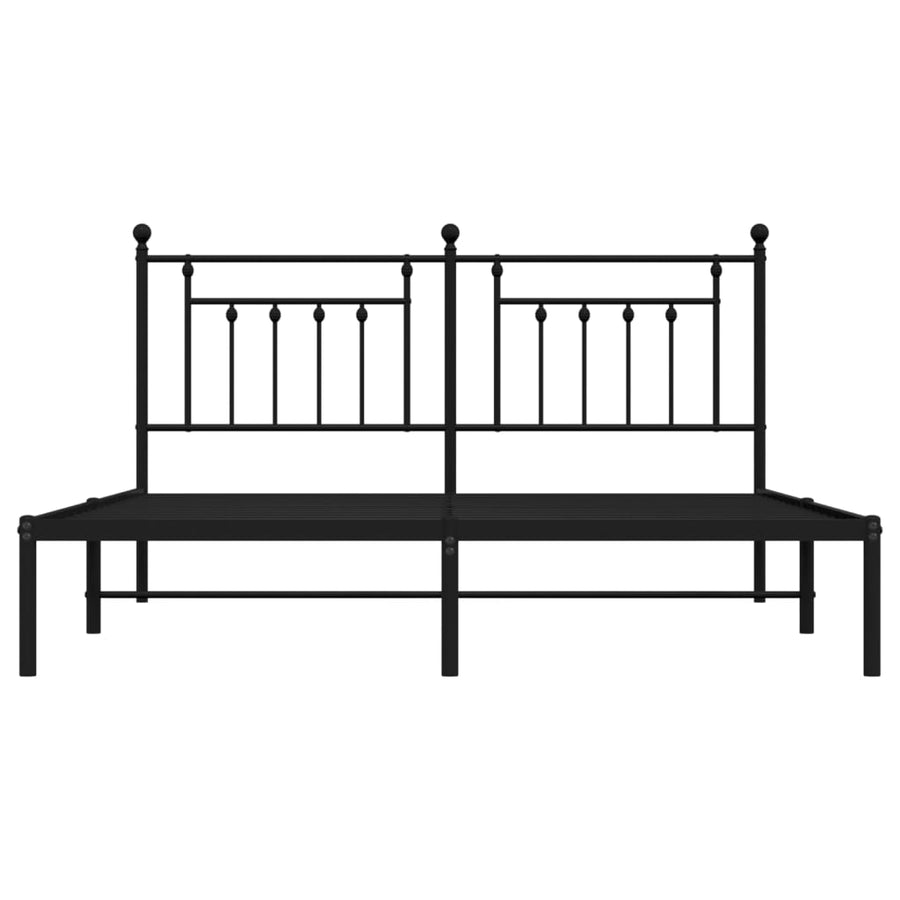 Bedframe Metaal 160 x 200 cm Zwart met hoofdbord