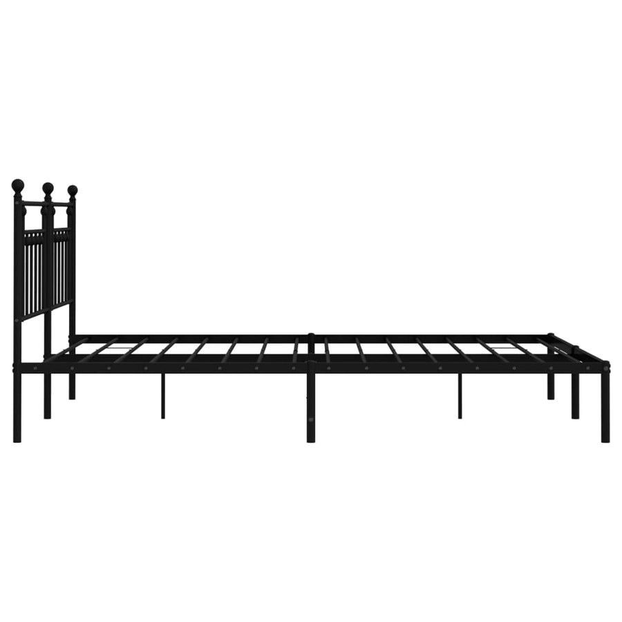 Bedframe Metaal 160 x 200 cm Zwart met hoofdbord
