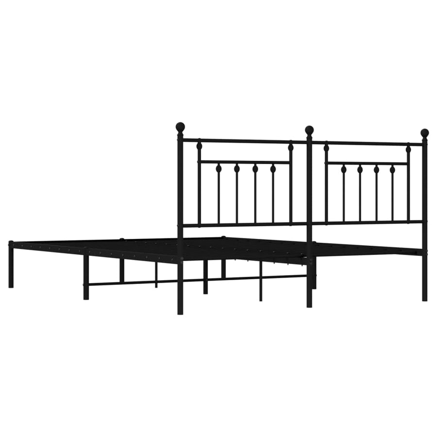 Bedframe Metaal 160 x 200 cm Zwart met hoofdbord